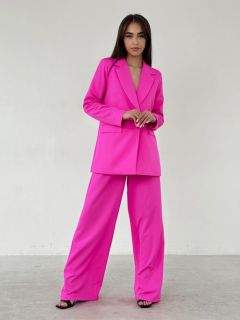 Костюм Blazer, жакет и брюки, классический стиль, свободный силуэт, размер 44, розовый