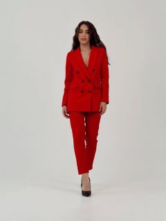 Костюм Blazer, жакет и брюки, классический стиль, полуприлегающий силуэт, пояс на резинке, размер 46, красный