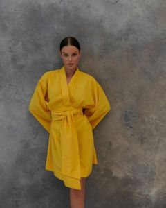 Платье NOMADE, лен, повседневное, размер Onesize, желтый