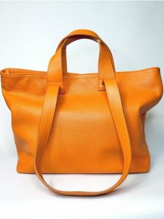 Сумка  шоппер Vera Pelle повседневная, натуральная кожа, текстиль, внутренний карман, оранжевый