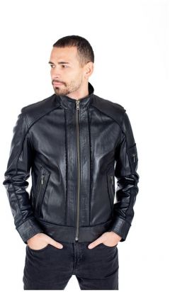 Кожаная куртка , демисезон/лето, силуэт полуприлегающий, грязеотталкивающая, водонепроницаемая, размер 60, черный