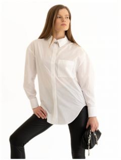 Рубашка  IRINA YUZIFOVICH, повседневный стиль, оверсайз, длинный рукав, однотонная, размер 46, белый