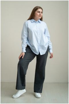 Рубашка  Modress, классический стиль, прямой силуэт, длинный рукав, однотонная, размер 66, голубой
