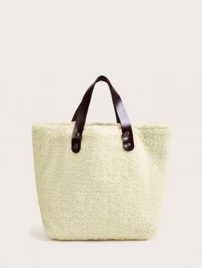 Контрастная плюшевая сумка-тоут