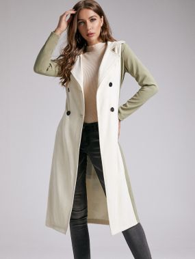 SBetro двухцветное пальто-тренч с поясом и пуговицами