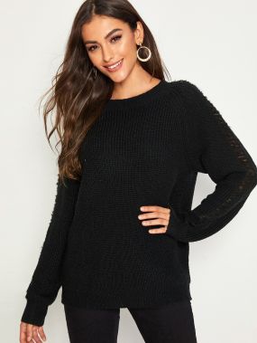 Однотонный свитер с рукавом-регланом