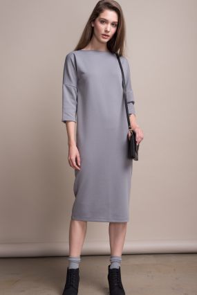 Платье MAYBE плотный трикотаж серый (42-44)