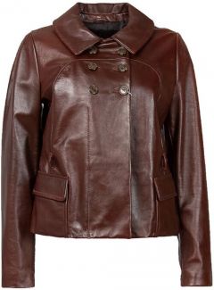 Кожаная куртка  Max Mara, средней длины, подкладка, размер 44, коричневый