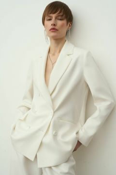 Пиджак Uniize, удлиненный, силуэт свободный, трикотажный, размер 46, белый