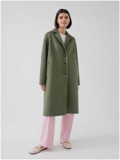 Пальто  Pompa демисезонное, шерсть, силуэт прямой, средней длины, размер 44/170, зеленый