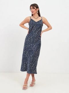 Платье-комбинация полуприлегающее, миди, размер 44 (S), синий