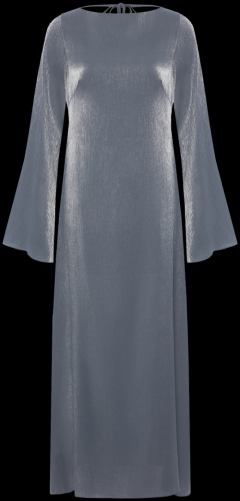 Платье RO.KO.KO, повседневное, свободный силуэт, макси, открытая спина, размер M, серебряный