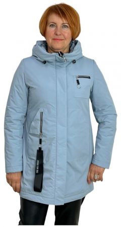 куртка  демисезонная, удлиненная, силуэт прямой, ветрозащитная, утепленная, размер 42, голубой