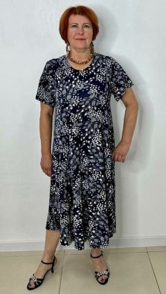 Платье-футболка повседневное, трапециевидный силуэт, миди, размер 60, синий