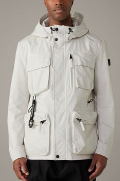 Куртка Strellson WEAR2CARE JKT, демисезон/лето, манжеты, несъемный капюшон, карманы, размер 52, серый
