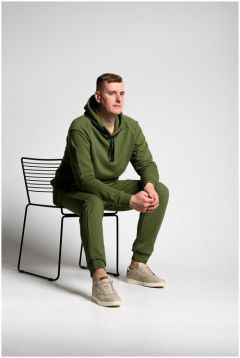 Костюм 77.17.brand, толстовка и брюки, свободный силуэт, размер XXL/56, зеленый, хаки