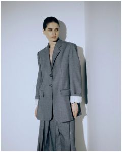 Пиджак SUROVAYA, удлиненный, силуэт прямой, размер M, серый