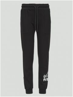 Школьные брюки джоггеры  WBR, спортивный стиль, манжеты, карманы, размер 158, черный