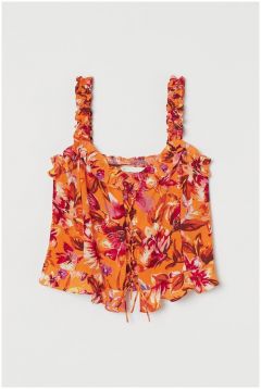 Блузка жен H&M, цвет: Оранжевый/Цветочный, размер: M