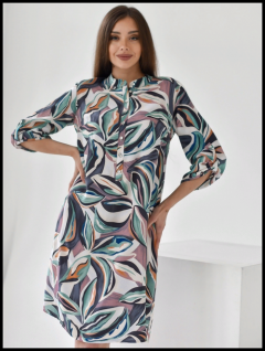 Платье-рубашка Batist-Ivanovo, вискоза, повседневное, полуприлегающее, до колена, размер 44, бежевый