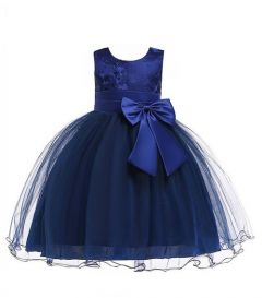 Платье вискоза, нарядное, однотонное, размер 110, синий