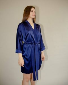 Комплект Ольга Столярова, кимоно, сорочка, укороченный рукав, пояс, размер 42-44 168, синий