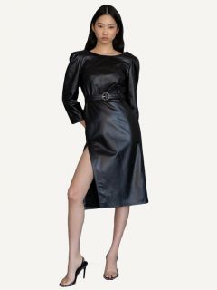 Платье IRINA YUZIFOVICH, натуральная кожа, размер 42, черный
