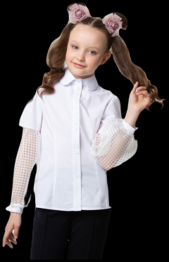 Школьная блуза 80 LVL Элли для девочки белый 128-134