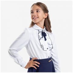 Школьная рубашка Kapika, на пуговицах, манжеты, размер 128, белый