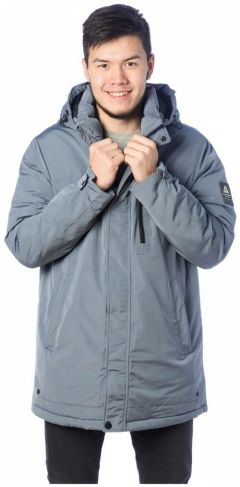 куртка Malidinu демисезонная, силуэт прямой, манжеты, внутренний карман, карманы, капюшон, размер 56, серый, синий