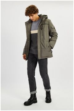 куртка Baon, демисезон/зима, подкладка, капюшон, карманы, манжеты, размер 50, серый