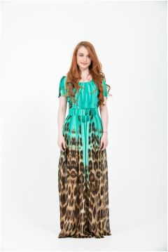 Женское шифоновое платье в пол леопард 1007
