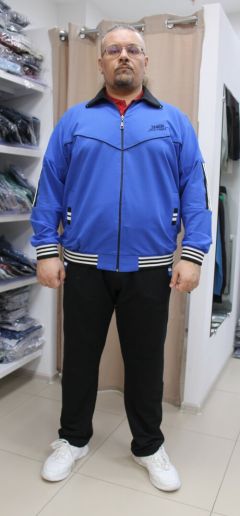 Костюм Ramon Miele, олимпийка и брюки, свободный силуэт, карманы, размер 4XL(64-66), голубой