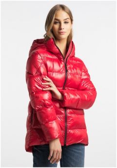 куртка  Frieda & Freddies, демисезон/зима, средней длины, силуэт полуприлегающий, капюшон, размер 40, красный
