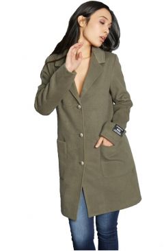 Пальто-пиджак  J.B4 демисезонное, силуэт прямой, средней длины, размер XS, зеленый, хаки