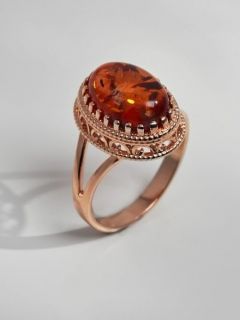 Кольцо Shine & Beauty, янтарь, размер 20, оранжевый, золотой