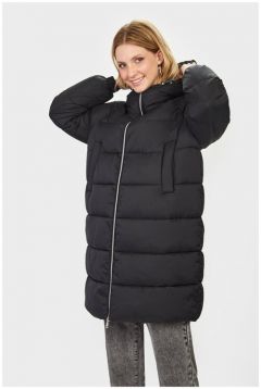 Куртка  Baon, демисезон/зима, средней длины, силуэт свободный, капюшон, карманы, манжеты, подкладка, размер 50, черный