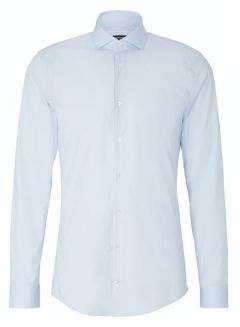 Рубашка Strellson, повседневный стиль, отложной воротник, длинный рукав, без карманов, однотонная, размер 38, голубой
