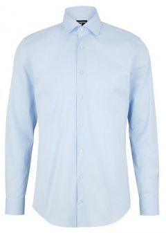 Рубашка Strellson, деловой стиль, прямой силуэт, длинный рукав, без карманов, манжеты, однотонная, размер 38, голубой