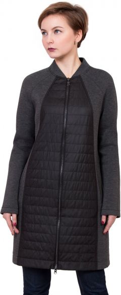 Куртка  J-Splash летняя, удлиненная, силуэт прилегающий, трикотажная, размер 44, черный, серый