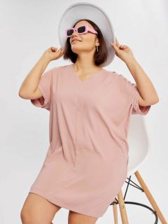 Платье-футболка MOMWEAR, оверсайз, мини, карманы, размер 64-66, розовый