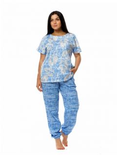 Костюм Стрекоzzа, футболка и брюки, повседневный стиль, полуприлегающий силуэт, трикотажный, размер 50, голубой