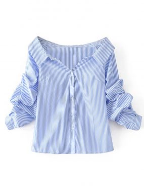 Модная блуза на кнопках с открытыми плечами