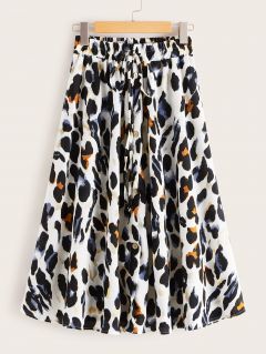Леопардовая юбка на кулиске с пуговицами