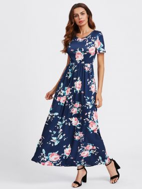 Модное макси платье с цветочным принтом