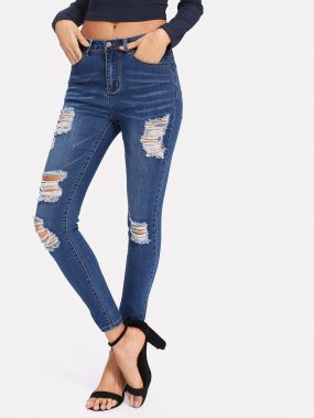 Модные джинсы с разрезами
