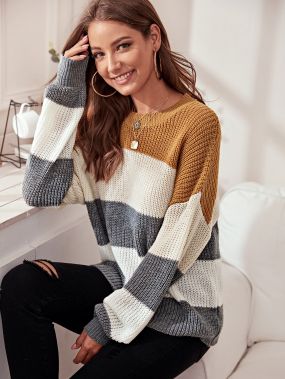 Полосатый контрастный свитер