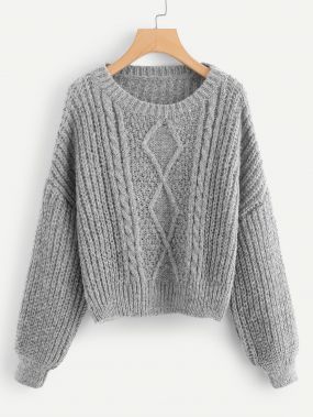 Drop плеча Смешанный вязаный свитер