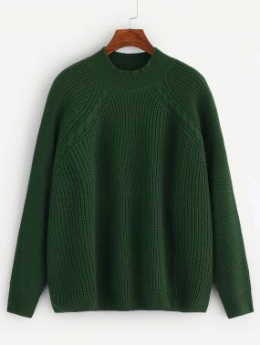 Размера плюс вязаный свитер с рукавом-регланом