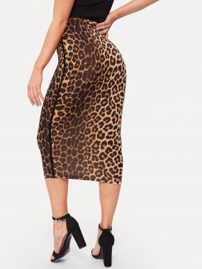 Леопардовая стильная юбка